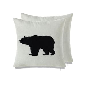Rich Canvas Digital Print-Black Cottage Icons 18 in. x 18 in. Throw Pillow  (Set of 2)