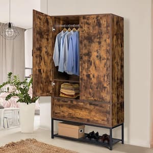 Brown Wood 38 in. Armoire with Shelf