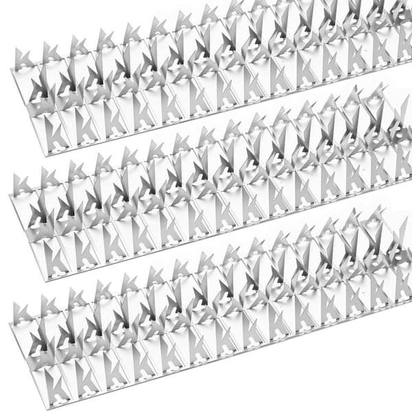 12.2 in. 60 ft. 3.1 in. Stainless Steel Squirrel Deterrent Bird Spikes for Bird Feeder Pole Fence Garden Yard 60 Pack