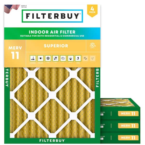 16.5 in. x 21 in. x 2 in. MERV 11 (FPR 7) Allergen Defense Pleated HVAC AC Furnace Air Filters Replacement (4-Pack)