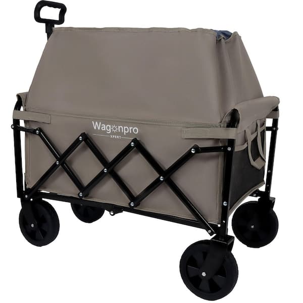 11.8 cu. ft. Beige Fabric Garden Cart, Expandable Folding Wagon Supports 225 lbs. for Camping, Shopping, Fishing