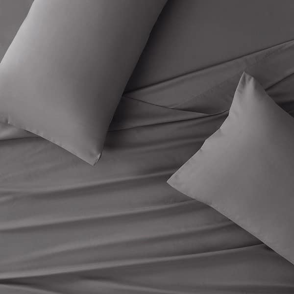 Solid Microfiber Dark Grey Twin XL Sheet Set