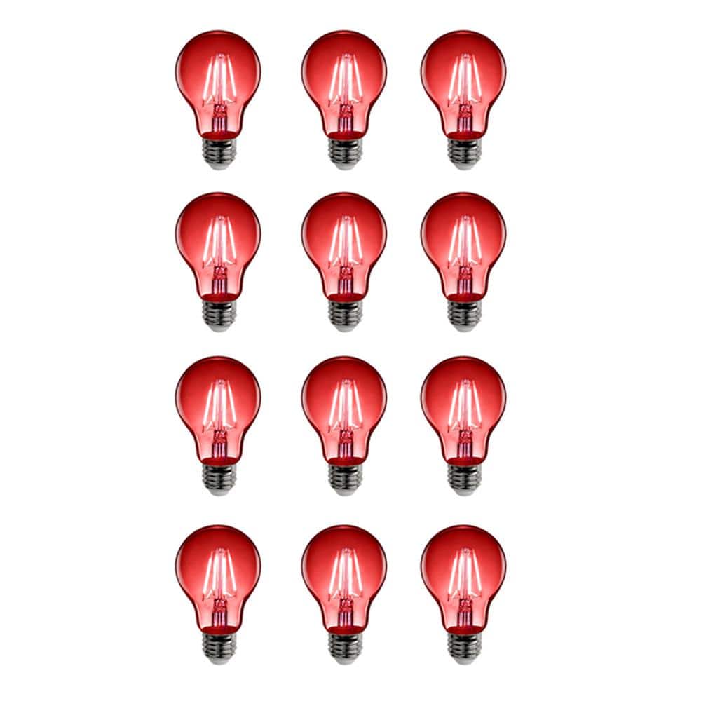 25-Watt Equivalent A19 Dimmable Filament Red Colored Glass E26 Medium Base 
