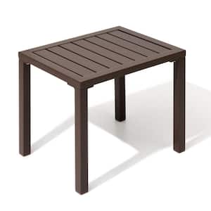 Rectangle Aluminum Outdoor Side Table in Brown