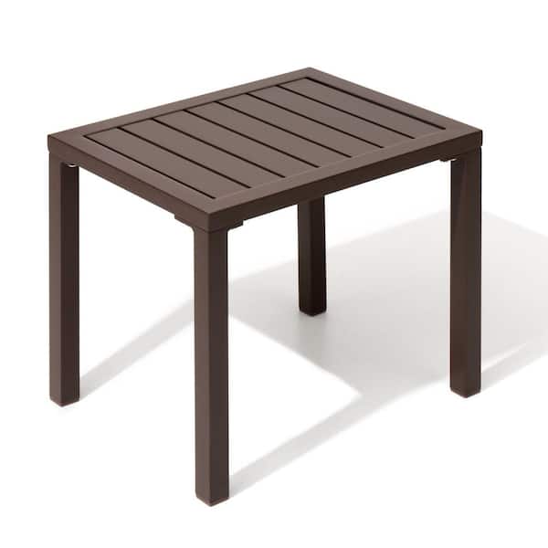 Crestlive Products Rectangle Aluminum Outdoor Side Table in Brown