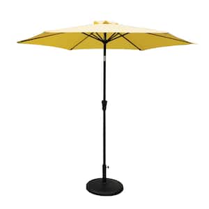 8.8 ft. Outdoor Aluminum Market Patio Umbrella in Yellow, with 42 lbs. Round Resin Umbrella Base