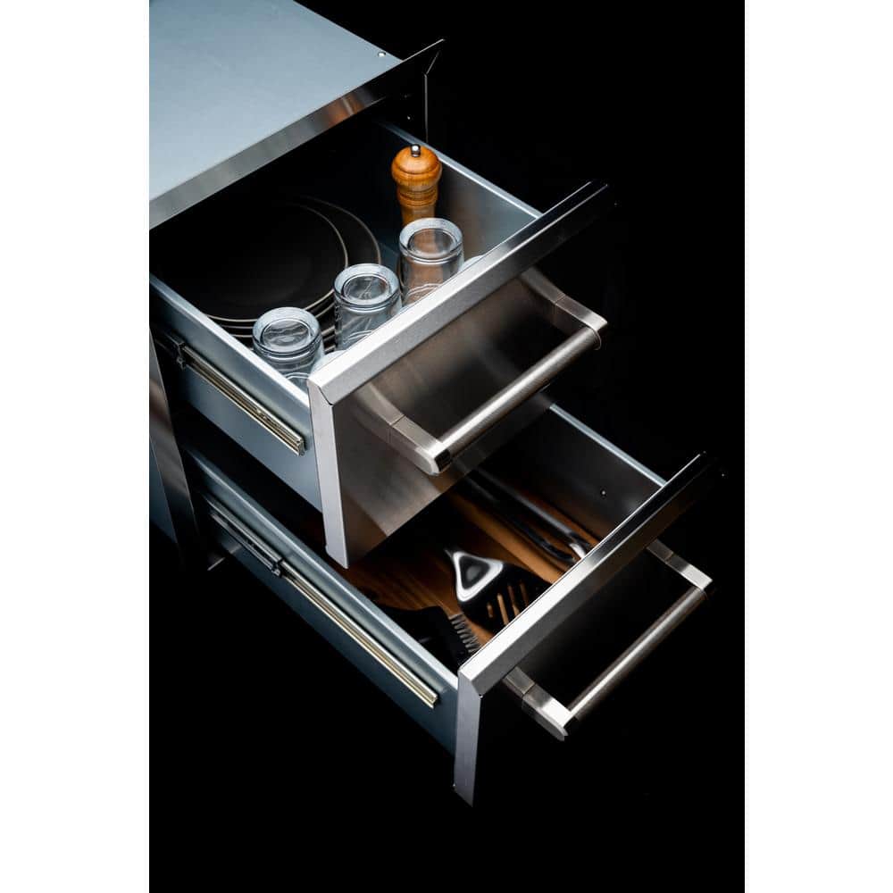 Stainless Steel Vertical Double Drawer Outdoor Kitchen Unit