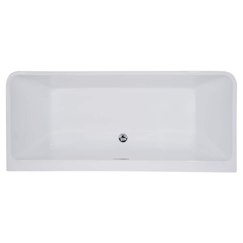 67'' White Freestanding Acrylic Soaking Bathtub