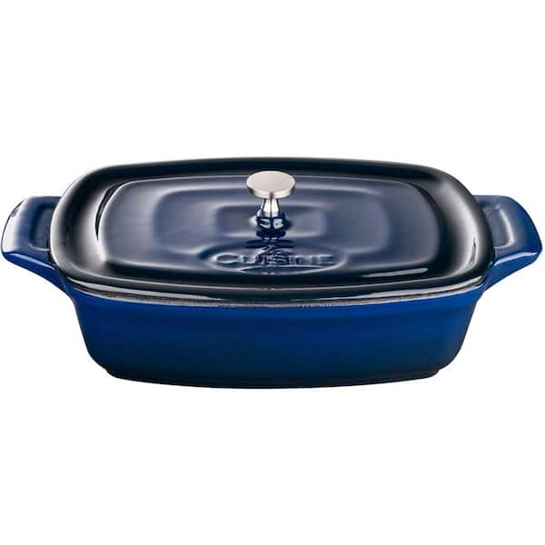 La Cuisine Mini 7 in. Cast Iron Rectangular Casserole in Blue