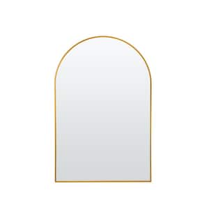 24 in. W x 35.8 in. H Arched Framed Wall Bathroom Vanity Mirror in Gold