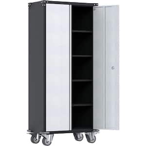 71 in. H x 31 in. W x 16 in. D Metal Rolling Tool Storage Cabinet Steel Lockable Garage Cabinet in Black and Grey