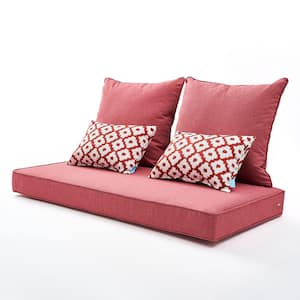 Yard-dyed Red Loveseat/Bench Replacement Outdoor Cushion, (Set of 5) for Patio Furniture in Environmental Polypropylene