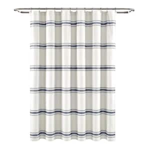 72 in. x 72 in. Farmhouse Stripe Shower Curtain Navy Single