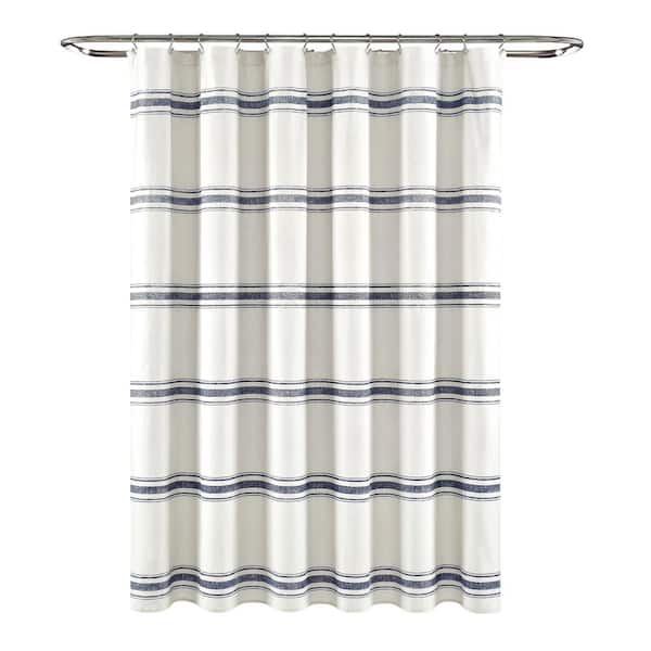 Farmhouse Stripe Shower Curtain Navy, Farmhouse Navy And White Shower Curtain