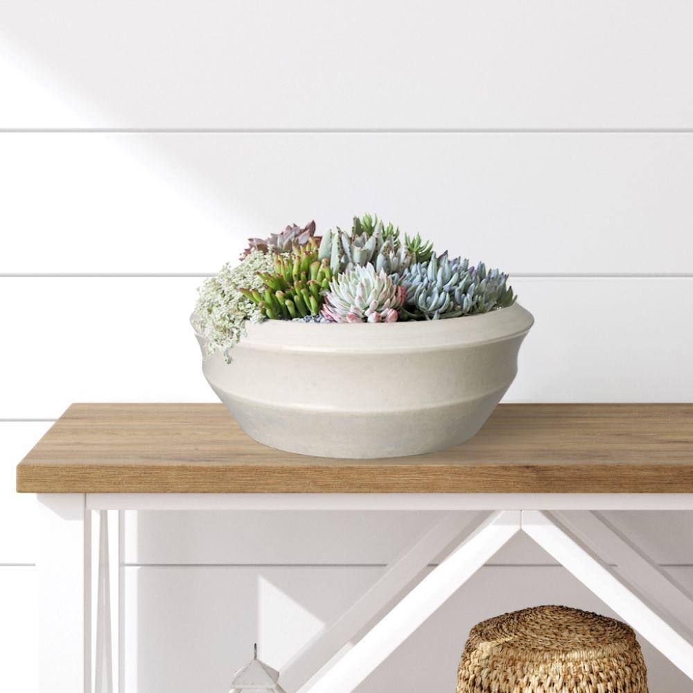 Handcrafted Moon White Round Ceramic Decorative Bowl