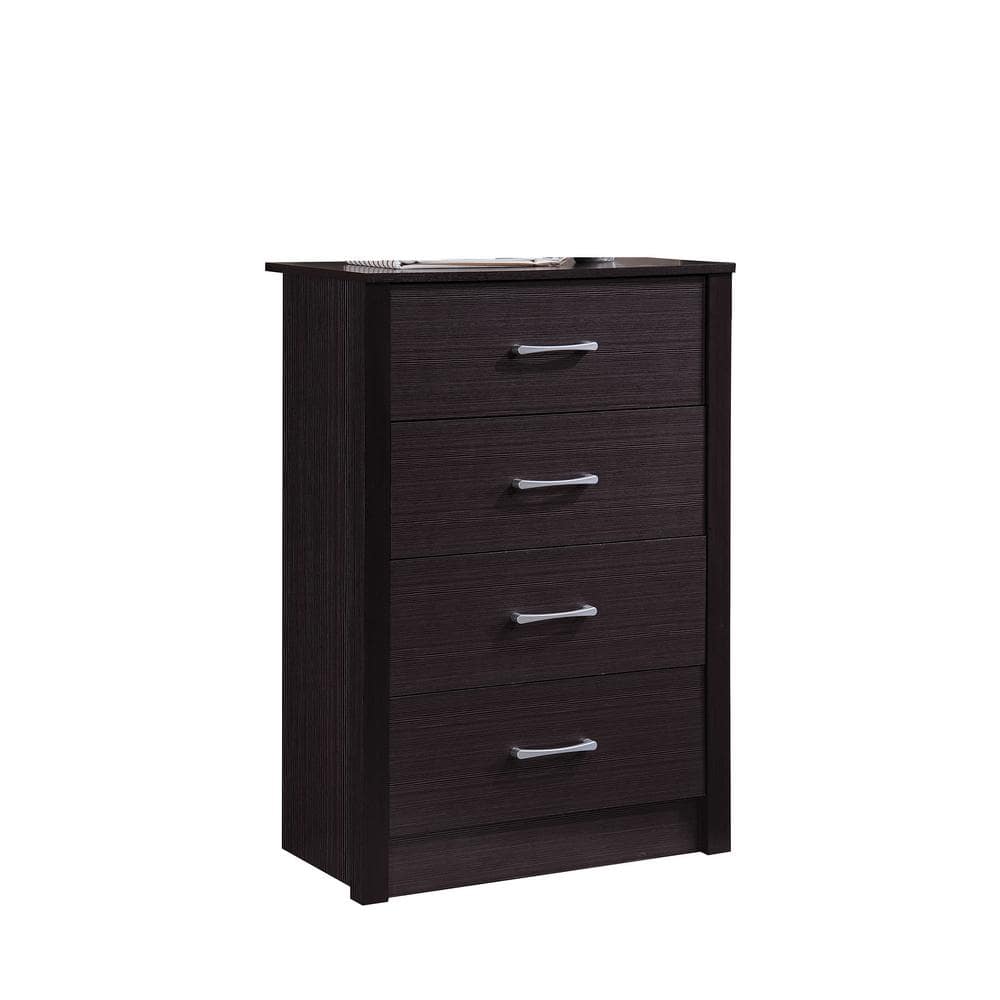 Sleek Chocolate 4-Drawer Chest with Soft Close and Roller Mechanism