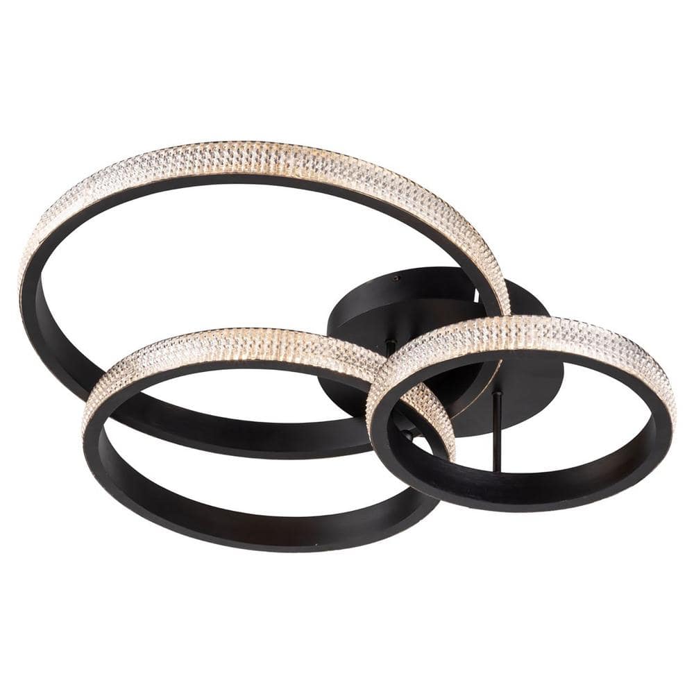Nova Matte Black Three-Ring LED Flush Mount Ceiling Light