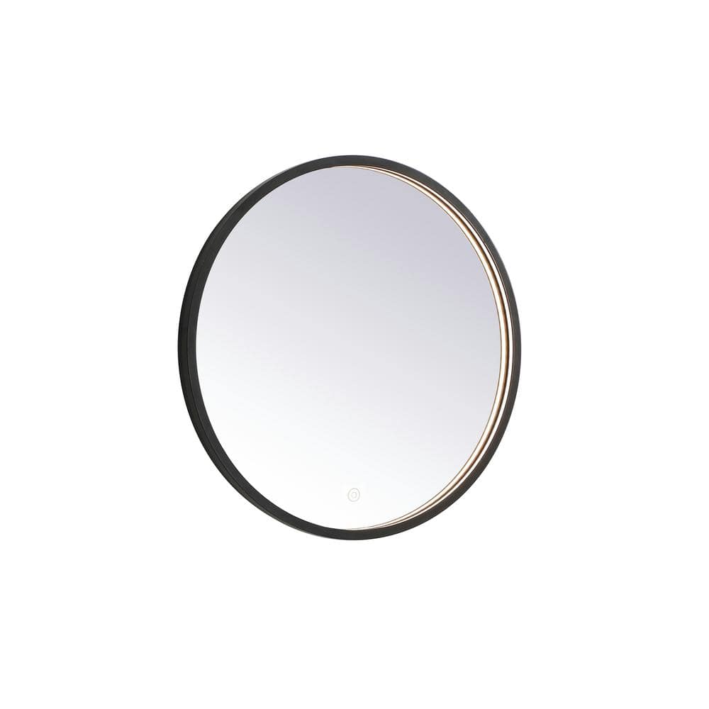 Timeless Home 24 In W X 24 In H Modern Round Aluminum Framed LED Wall   Black Vanity Mirrors Bm12048bk 64 1000 