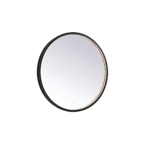 Timeless Home 24 in. W x 24 in. H Modern Round Aluminum Framed LED Wall Bathroom Vanity Mirror in Black