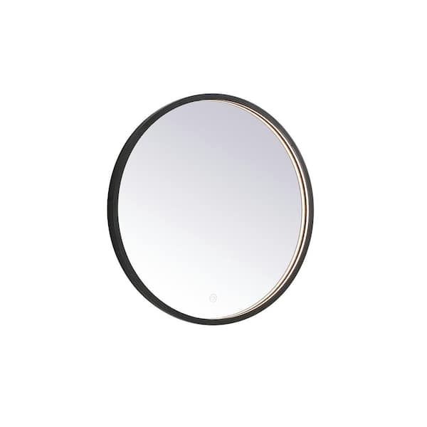 Unbranded Timeless Home 24 in. W x 24 in. H Modern Round Aluminum Framed LED Bathroom Vanity Mirror in Black
