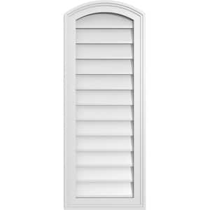 14 in. x 36 in. Arch Top Surface Mount PVC Gable Vent: Functional with Brickmould Frame