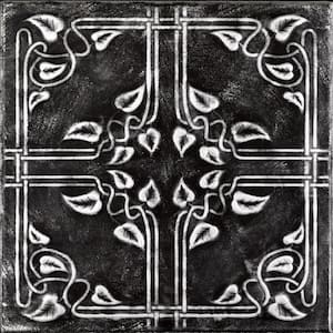 Ivy Leaves Black Silver 1.6 ft. x 1.6 ft. Decorative Foam Glue Up Ceiling Tile (21.6 sq. ft./case)