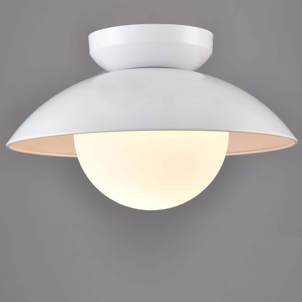 CLAXY 11 in. 1-Light White Modern Semi-Flush Mount with