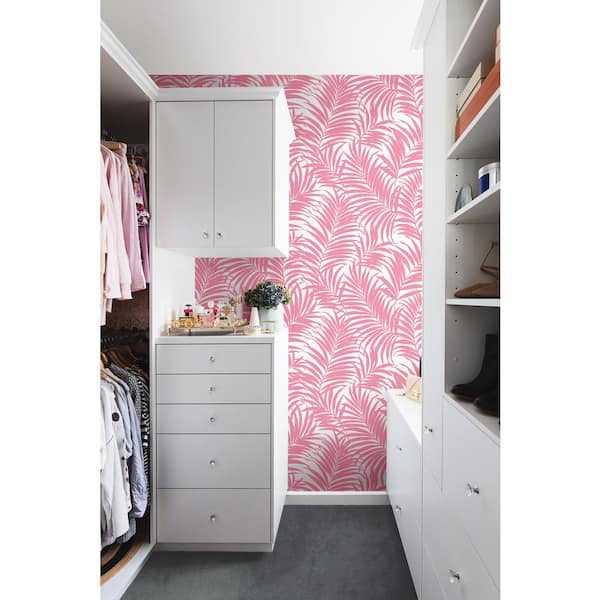 Pink Beach Palm Vinyl Peel and Stick Wallpaper Roll (Covers 40.5 sq. ft.)