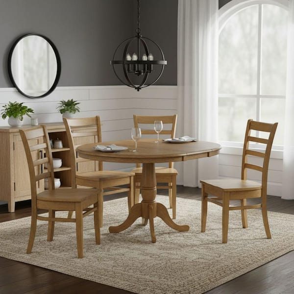 36 in. x 48 in. x 30 in. H Pecan Extension Laurel Pedestal Table