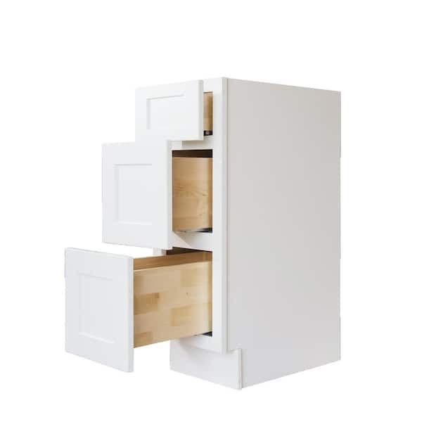 Bremen Cabinetry Bremen Ready to Assemble 12x34.5x24 in. Shaker Base Drawer with 1 Standard Drawer with 2 Deep Drawers in White