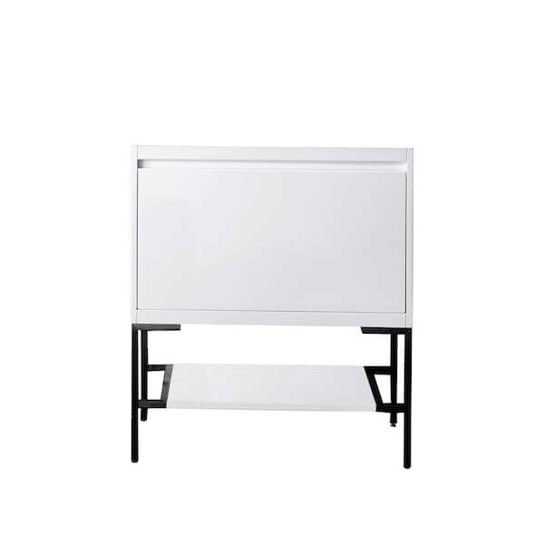 James Martin Vanities Mantova 31.5 in. W x 18.1 in. D x 35.4 in. H Single Bath Vanity Cabinet without Top in Glossy White