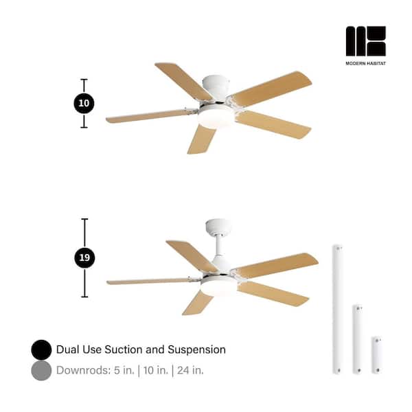 WhisperBloom Blade Span 42 in. Smart Indoor White Ceiling Fan with LED Light Bulbs with Remote Control