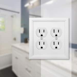 Elly 2 Gang Duplex Composite Wall Plate - White