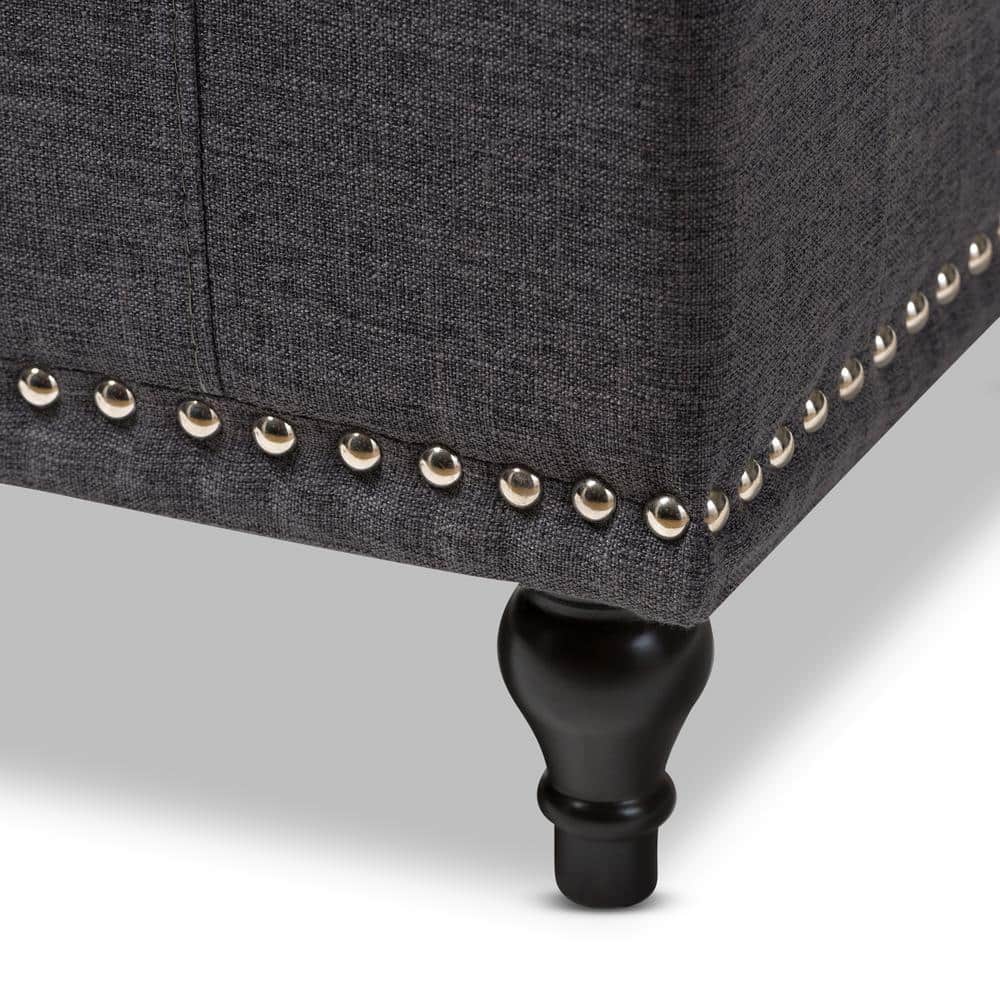 Kaylee Dark Gray Tufted Fabric Storage Ottoman Bench