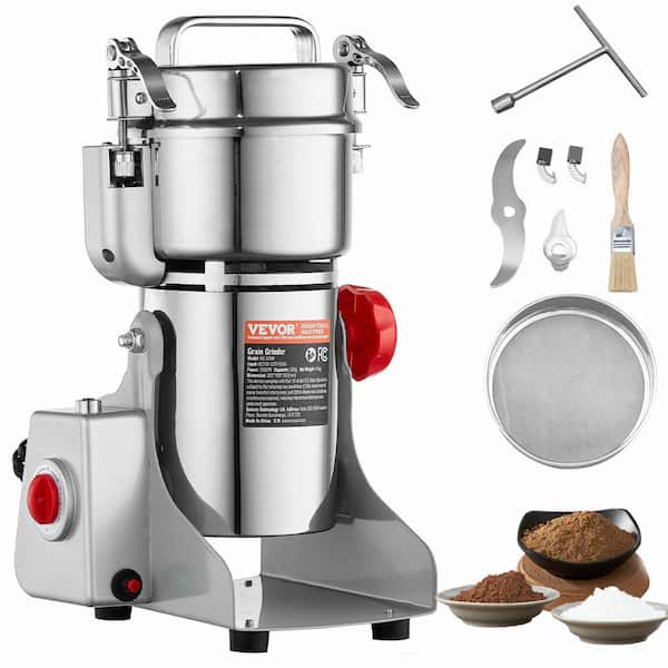 VEVOR 300g Electric Grain Mill Grinder, High Speed 1500-Watt Commercial Spice Grinders, Stainless Pulverize Powder Machine