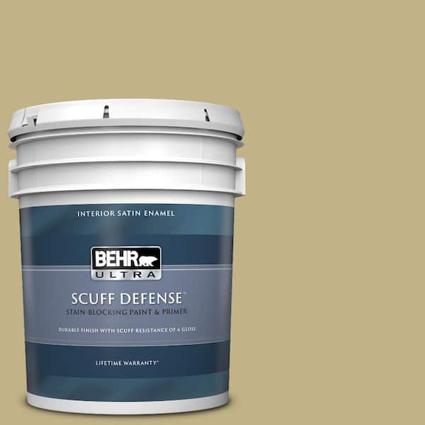 BEHR ULTRA 5 gal. #380F-5 Harmonic Tan Extra Durable Satin Enamel Interior Paint & Primer