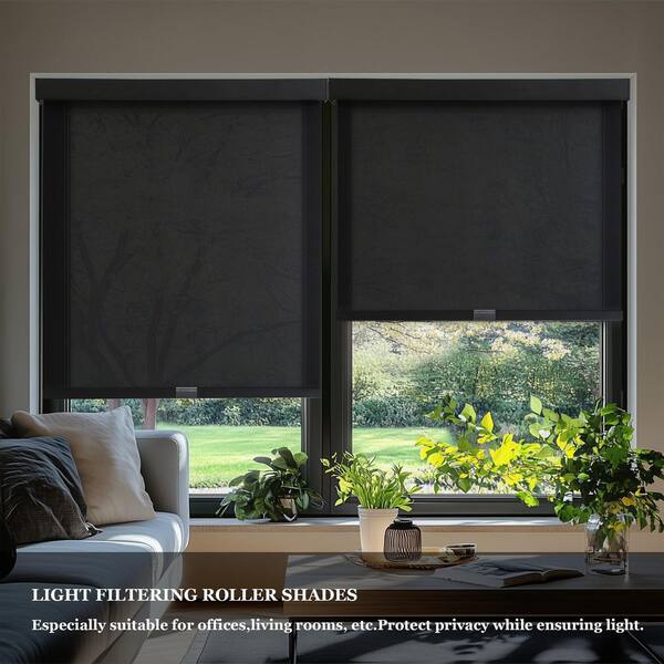 Changshade Blackout Roller Shade with Cassette Valance, Room Darkening Shades Cordless, Roller
