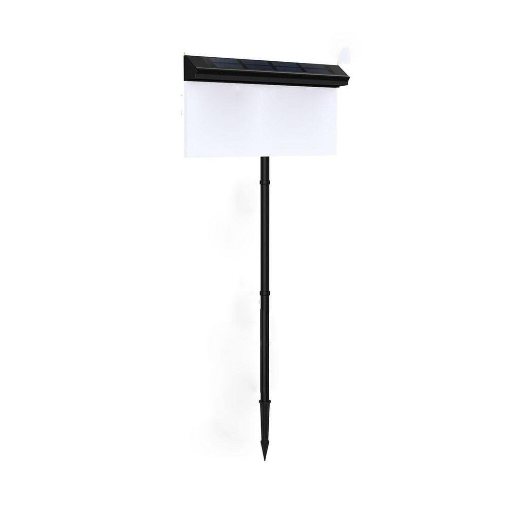 12 in. x 38 in. Black Plastic Solar Address Sign Garden Stake ...