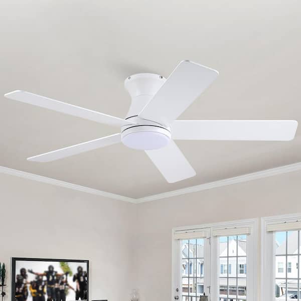 46 in.Modern Indoor/Outdoor White Ceiling Fan with Light Kit and Remote Control