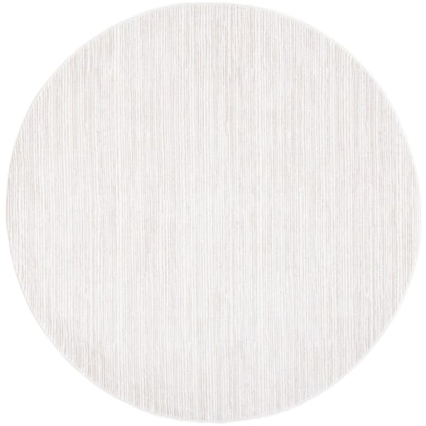 Vision 5 ft. x 5 ft. Ivory Solid Color Round Rug