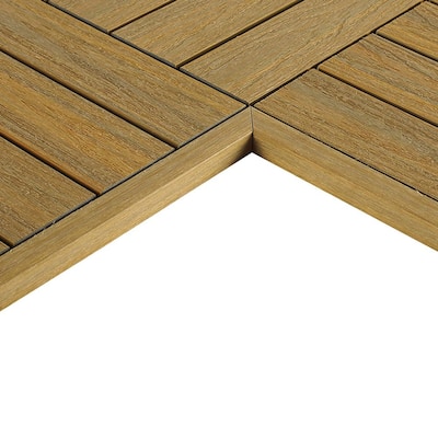 1/12 ft. x 1 ft. Quick Deck Composite Deck Tile Inside Corner Trim in English Oak (2-Pieces/Box)