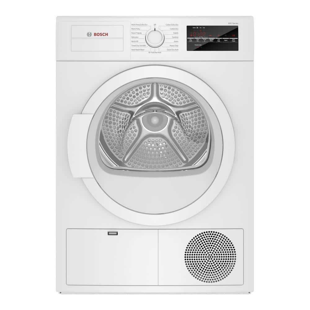 Bosch 300 Series 4 cu. ft. 240-Volt White Stackable Ventless Condensate Compact Dryer, ENERGY STAR WTG86403UC - Home Depot