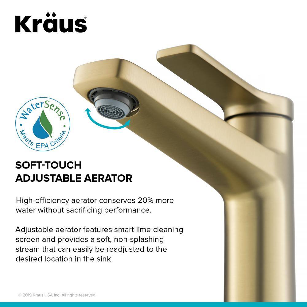 Brushed Gold Stainless Steel Single Hole Bathroom Faucet