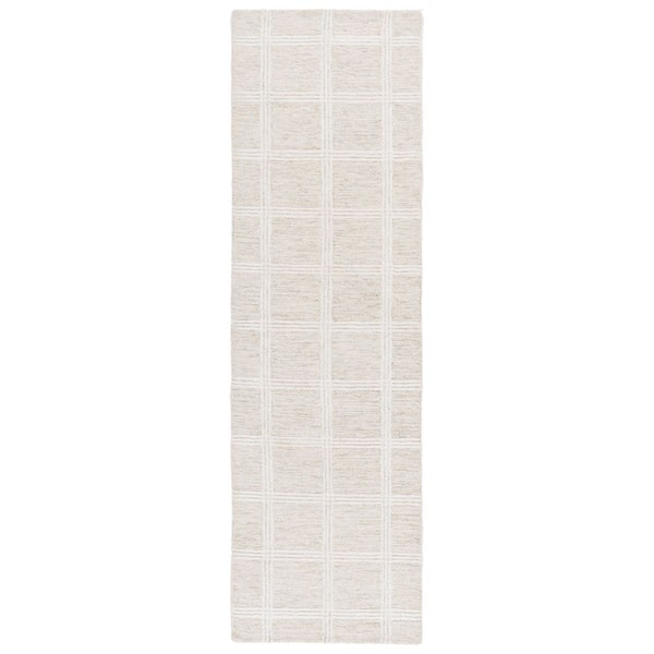 Pine 2 ft. x 8 ft. Sage/Ivory Solid Geometric Runner Rug