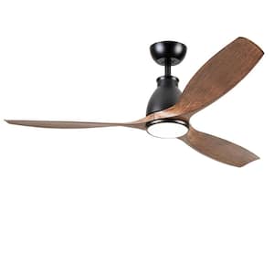 Splenda 52 in. Indoor Farmhouse Matte Black Ceiling Fans with 3-Colors Integrated LED and ABS Wood Grain Blades