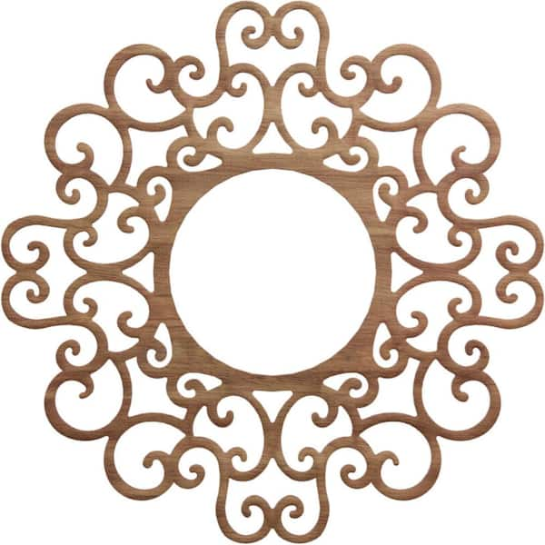 24 in. x 24 in. x 1/4 in. Reims Wood Fretwork Pierced Ceiling Medallion,  Walnut