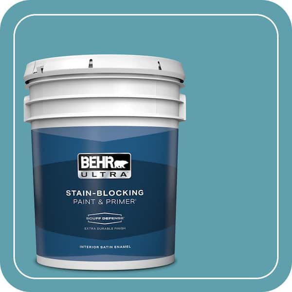 BEHR ULTRA 5 gal. #BIC-53 Turquoise Extra Durable Satin Enamel Interior Paint & Primer