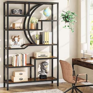 Kaduna 39 in. Wide Rustic Brown 9-Shelf Etagere Bookcase for Home Office