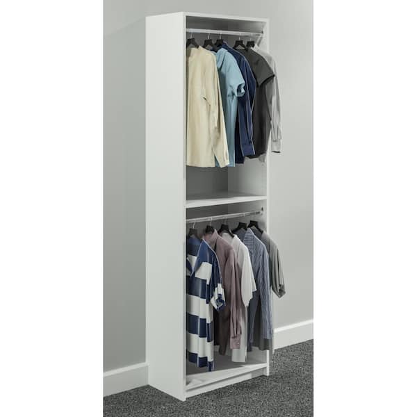 SimplyNeu SNT1-WH 14 in. D x 25.375 in. W x 84 in. H White Double Hanging Tower Wood Closet System Kit - 2