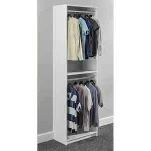 14 in. D x 25.375 in. W x 84 in. H White Double Hanging Tower Wood Closet System Kit